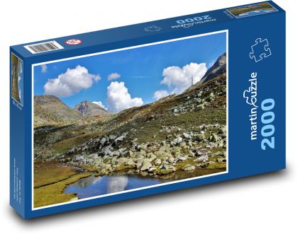 Panorama górska z jeziorem - Puzzle 2000 elementów, rozmiar 90x60 cm