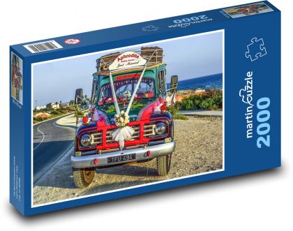 Svatební retro autobus - puzzle 2000 dílků