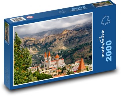 Bergstadt mit Kirche - Puzzle - 2000 Teile