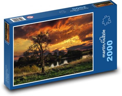 Západ slnka nad vodou - Puzzle 2000 dielikov, rozmer 90x60 cm 