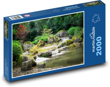 Water running down rocks in the river - Puzzle 2000 pieces, size 90x60 cm 