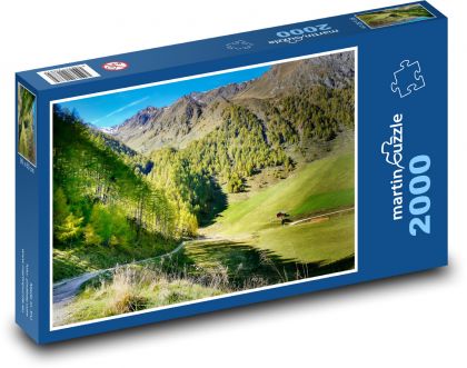 Příroda, hory, cesta - Puzzle 2000 dílků, rozměr 90x60 cm