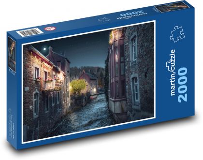 Rieka tečúca nočnou ulicou - Puzzle 2000 dielikov, rozmer 90x60 cm 