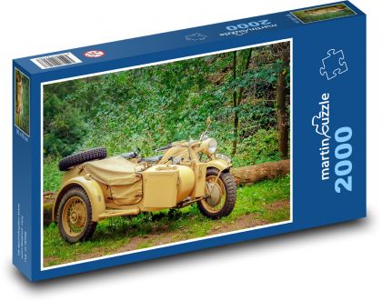 Wojskowy historyczny motocykl - Puzzle 2000 elementów, rozmiar 90x60 cm