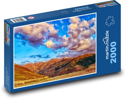 Západ slnka nad kopcami - Puzzle 2000 dielikov, rozmer 90x60 cm 