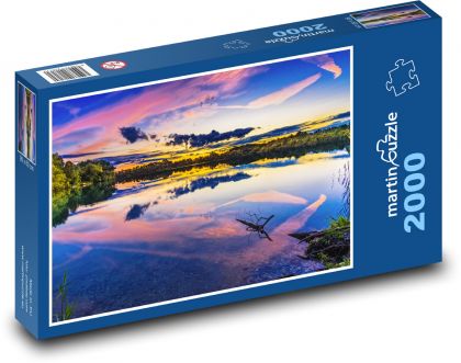 Východ slunce nad jezerem - puzzle 2000 dílků