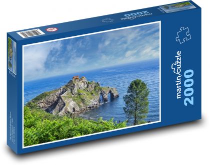 Kostel na skále v moři - puzzle 2000 dílků