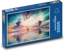 Balon na ogrzane powietrze latający nad morzem Puzzle 2000 elementów - 90x60 cm