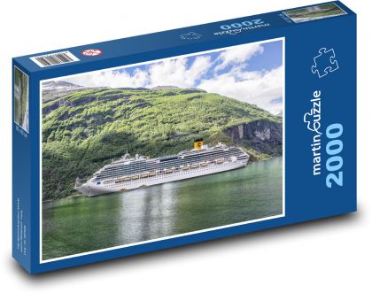 Norsko - Fjordy, loď - Puzzle 2000 dílků, rozměr 90x60 cm