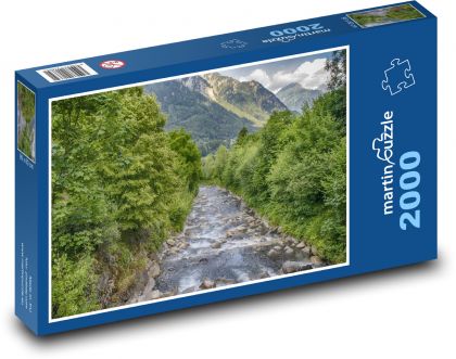 Řeka, hory, příroda - Puzzle 2000 dílků, rozměr 90x60 cm