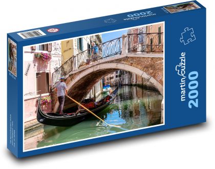 Itálie - Benátky, gondola - Puzzle 2000 dílků, rozměr 90x60 cm