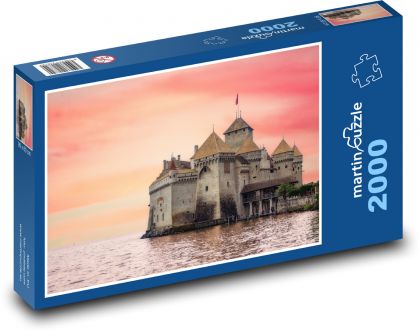 Hrad pri jazere - Švajčiarsko - Puzzle 2000 dielikov, rozmer 90x60 cm 