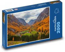 Údolí, podzim, hory Puzzle 2000 dílků - 90 x 60 cm