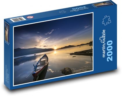 Západ slunce, člun - Puzzle 2000 dílků, rozměr 90x60 cm