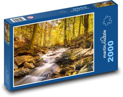 Potok v lese - Puzzle 2000 dielikov, rozmer 90x60 cm 