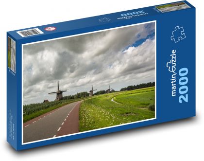 Holandsko - větrné mlýny - Puzzle 2000 dílků, rozměr 90x60 cm