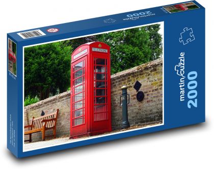 Anglie - telefonní budka - Puzzle 2000 dílků, rozměr 90x60 cm