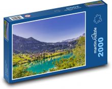 Jezero ve Švýcarských alpách Puzzle 2000 dílků - 90 x 60 cm