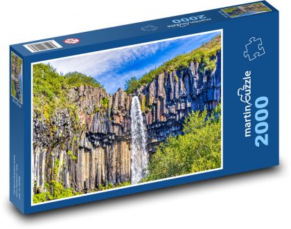 Vodopád, příroda, skála - Puzzle 2000 dílků, rozměr 90x60 cm