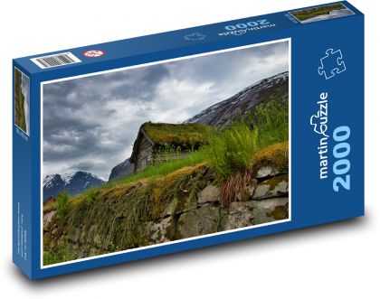 Holzhütte in der norwegischen Landschaft - Puzzle - 2000 Teile