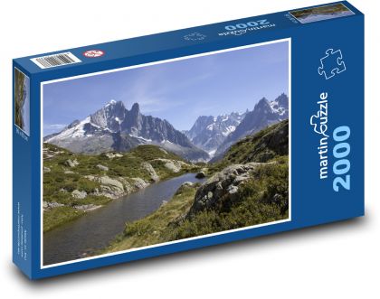 Alpy, jezioro, góry - Puzzle 2000 elementów, rozmiar 90x60 cm