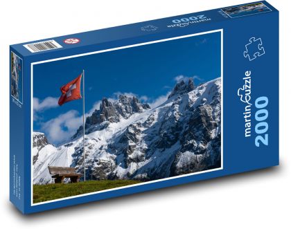 Švýcarsko - Alpy - Puzzle 2000 dílků, rozměr 90x60 cm