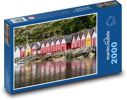 Norwegia - domy rybackie - Puzzle 2000 elementów, rozmiar 90x60 cm