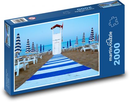 Blue and white beach of Sicily - Puzzle 2000 pieces, size 90x60 cm 
