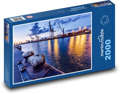 Německo - Hamburg, přístav - Puzzle 2000 dílků, rozměr 90x60 cm