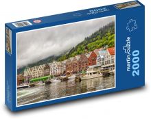 Norsko - domy u přístavu Puzzle 2000 - 90x60 cm