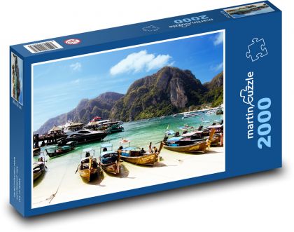 Tajlandia - łodzie - Puzzle 2000 elementów, rozmiar 90x60 cm