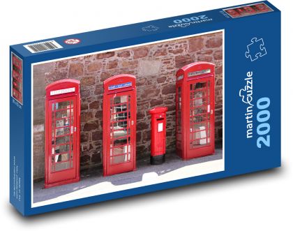 Velká Británie - telefonní budky - Puzzle 2000 dílků, rozměr 90x60 cm