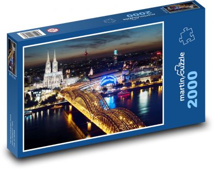 Kolín nad Rýnem v noci, Německo - puzzle 2000 dílků