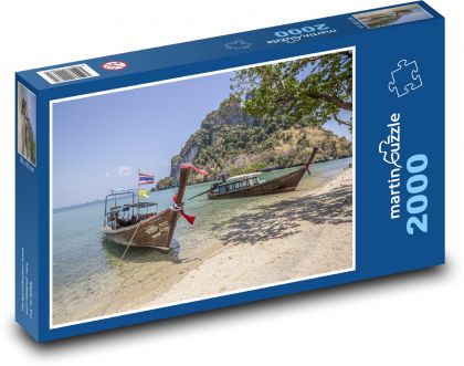Loď na pláži v Thajsku - Puzzle 2000 dielikov, rozmer 90x60 cm 