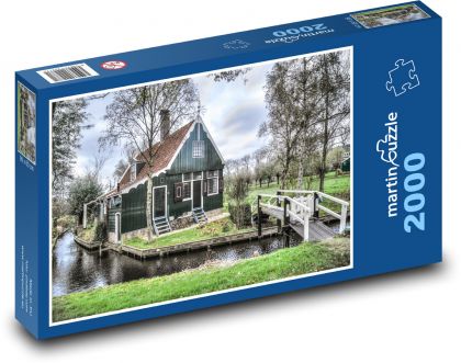 Domek przy kanale holenderskim - Puzzle 2000 elementów, rozmiar 90x60 cm