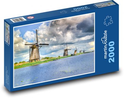 Holandsko - větrné mlýny - puzzle 2000 dílků