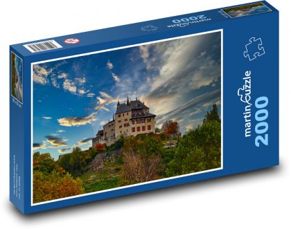 Večerné svetlo nad hradom - Puzzle 2000 dielikov, rozmer 90x60 cm 