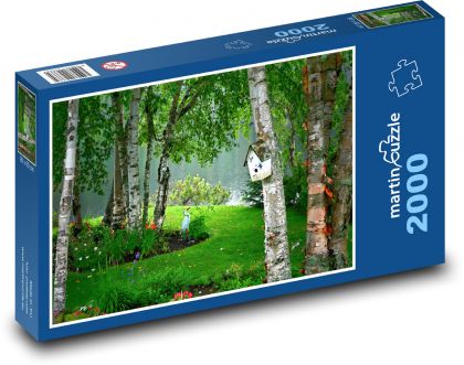 Rybník medzi brezami - Puzzle 2000 dielikov, rozmer 90x60 cm 