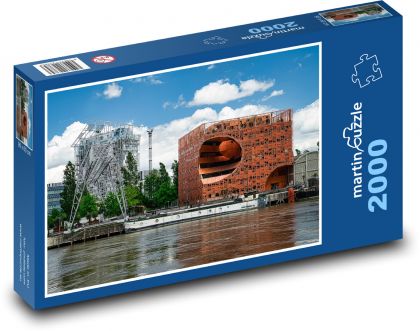 Moderná architektúra pri rieke v Lyone - Puzzle 2000 dielikov, rozmer 90x60 cm 