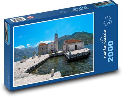 Kostol na ostrove v Čiernej Hore - Puzzle 2000 dielikov, rozmer 90x60 cm 