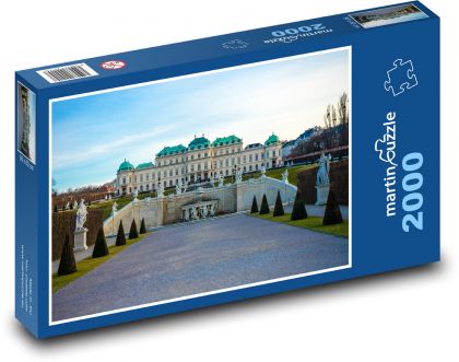 Zabytkowy zamek z ogrodem Wiedeń, Austria - Puzzle 2000 elementów, rozmiar 90x60 cm