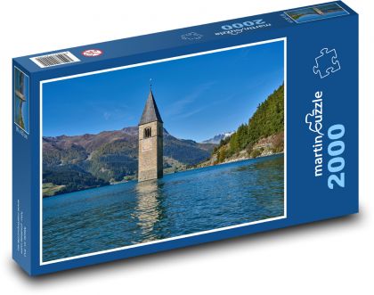 Itálie - Reschensee - Puzzle 2000 dílků, rozměr 90x60 cm