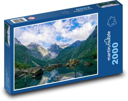 Hory, jezero, příroda - Puzzle 2000 dílků, rozměr 90x60 cm