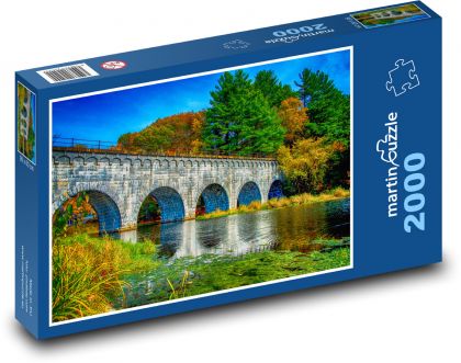 Jeseň, rieka, most - Puzzle 2000 dielikov, rozmer 90x60 cm 