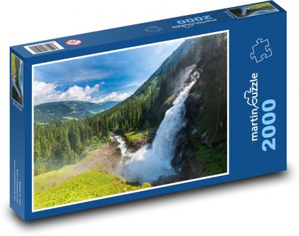 Vodopád, hory - puzzle 2000 dílků