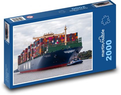 Kontejnerová loď - kolos na vodě - puzzle 2000 dílků
