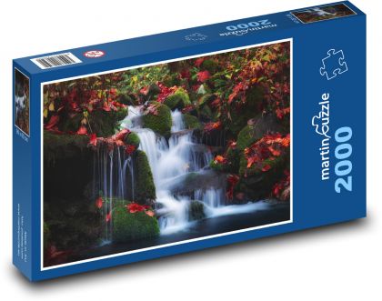 Vodopád, podzim - Puzzle 2000 dílků, rozměr 90x60 cm