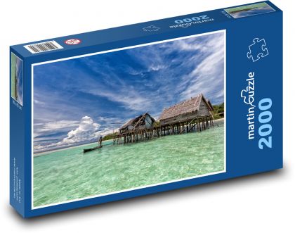 Maledivy - rybářská vesnice - Puzzle 2000 dílků, rozměr 90x60 cm