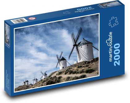 Španělsko - větrné mlýny - Puzzle 2000 dílků, rozměr 90x60 cm