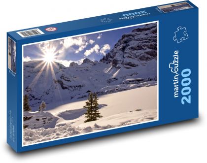 Mountain landscape under snow - Puzzle 2000 pieces, size 90x60 cm 